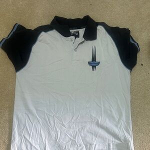 Harley-Davidson White Polo with Black Sleeves and Blue Trim
